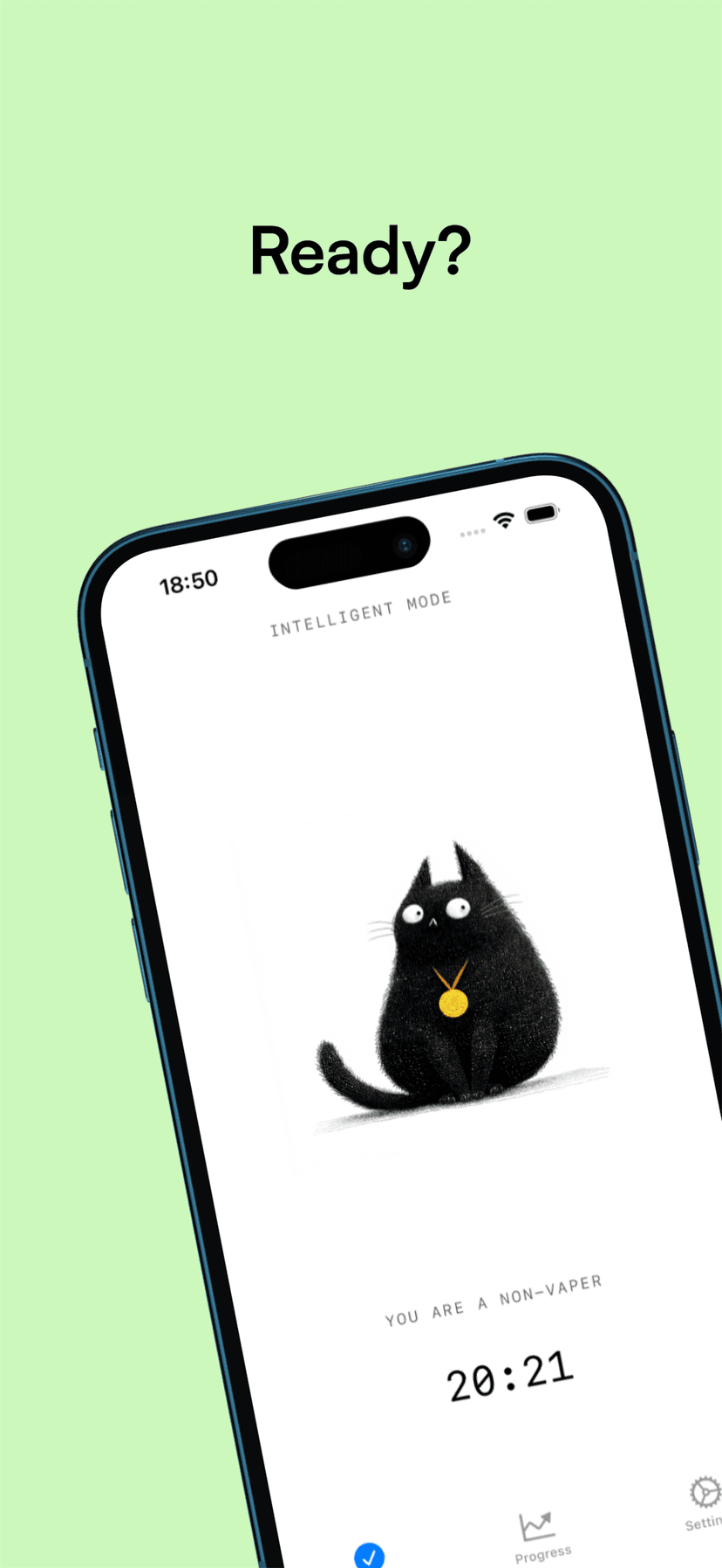 Quit Kitty settings screen for customizing a vaping or smoking quit plan.