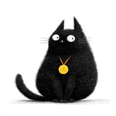 Quit Kitty cat mascot in a calm completed state